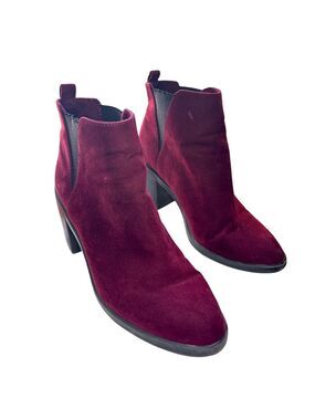 Stradivarius Dark Burgundy Ankle Booties 38 (7.5)